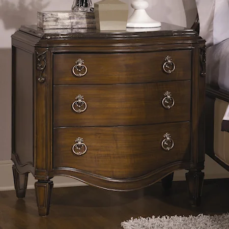 Three Drawer Night Stand with Marble Top